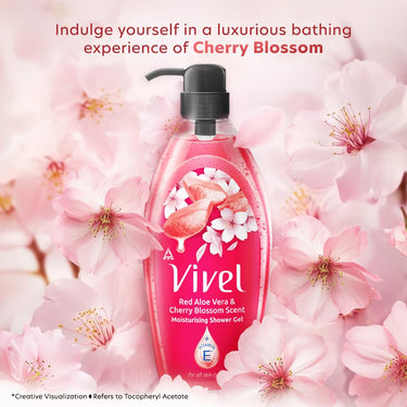 Vivel Red Aloe Vera & Cherry Blossom Scent Shower Gel, 895 ml, Moisturizing Body Wash, with Plant based Cleansers, Body wash Shower Gel for Women & Men, For All Skin Types